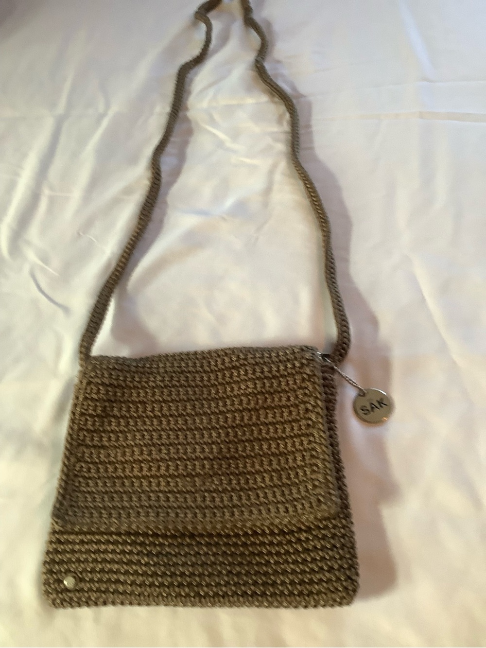 The Sak Taupe Crochet Crossbody Bag